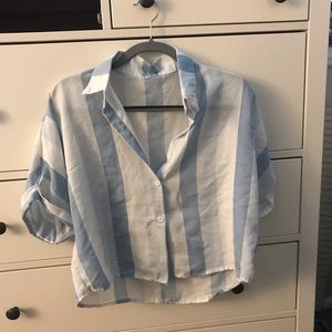 Blue and white stripe blouse